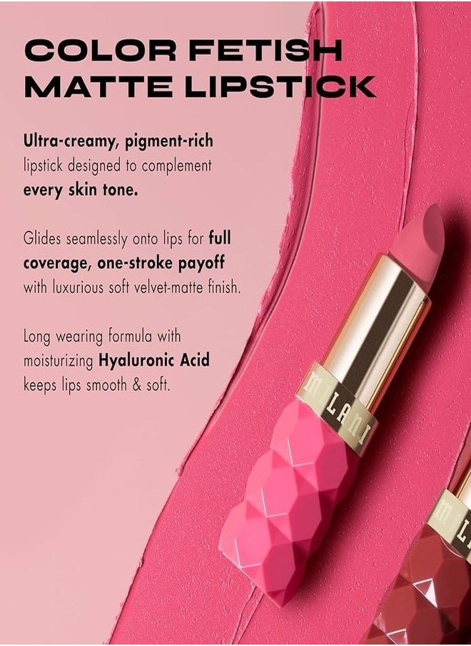 Milani Color Fetish Matte Lipstick - Shade Desire (4g) | Long-Lasting, Highly Pigmented, Bold Color | Lightweight, Velvet Matte Finish | Comfortable, Full-Coverage Lipstick