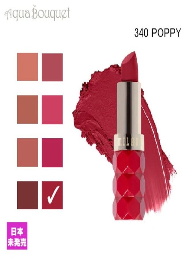 Milani Color Fetish Matte Lipstick - Shade  340 Poppy (4g) | Long-Lasting, Highly Pigmented, Bold Color | Lightweight, Velvet Matte Finish | Comfortable, Full-Coverage Lipstick