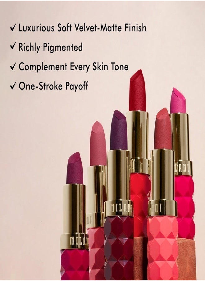 Milani Color Fetish Matte Lipstick - Shade  340 Poppy (4g) | Long-Lasting, Highly Pigmented, Bold Color | Lightweight, Velvet Matte Finish | Comfortable, Full-Coverage Lipstick