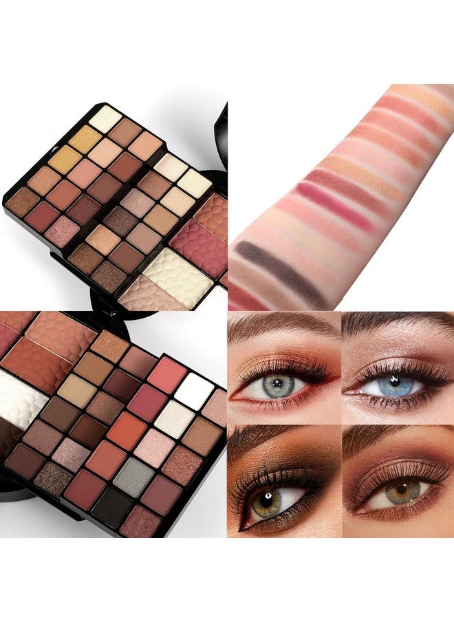 All In One Makeup Kit For Women Includes 54 Color Eyeshadow Palette Eyeliner Mascara Makeup Brushes Liquid Lipstick Eyebrow Soap (013Black)