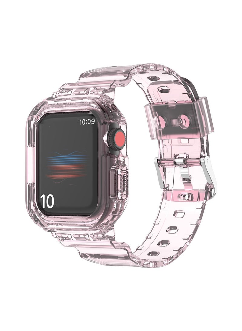 Transparent Pink Watch Strap 40/41mm Compatible With Apple Watch, Suitable For Men And Women, Tpu Integrated Watch Strap Wristband Compatible With Iwatch Series 10 9 8 7 Generations