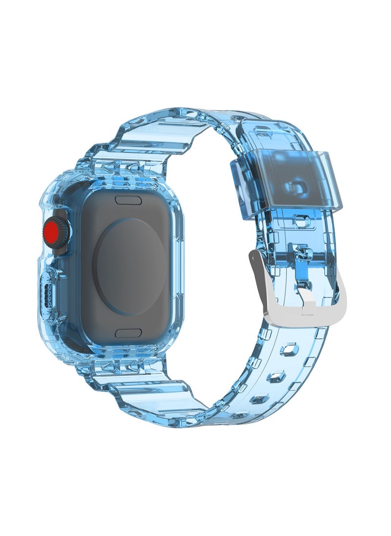 Transparent Blue 44/45mm Compatible With Apple Watch, Suitable For Men And Women, Tpu Integrated Watch Strap Wristband Compatible With Iwatch Series 10 9 8 7 Generations