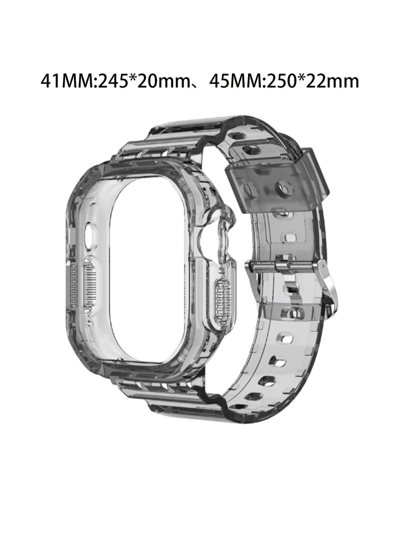 Transparent Green 44/45mm Compatible With Apple Watch, Suitable For Men And Women, Tpu Integrated Watch Strap Wristband Compatible With Iwatch Series 10 9 8 7 Generations