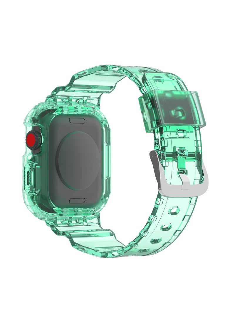 Transparent Green 44/45mm Compatible With Apple Watch, Suitable For Men And Women, Tpu Integrated Watch Strap Wristband Compatible With Iwatch Series 10 9 8 7 Generations