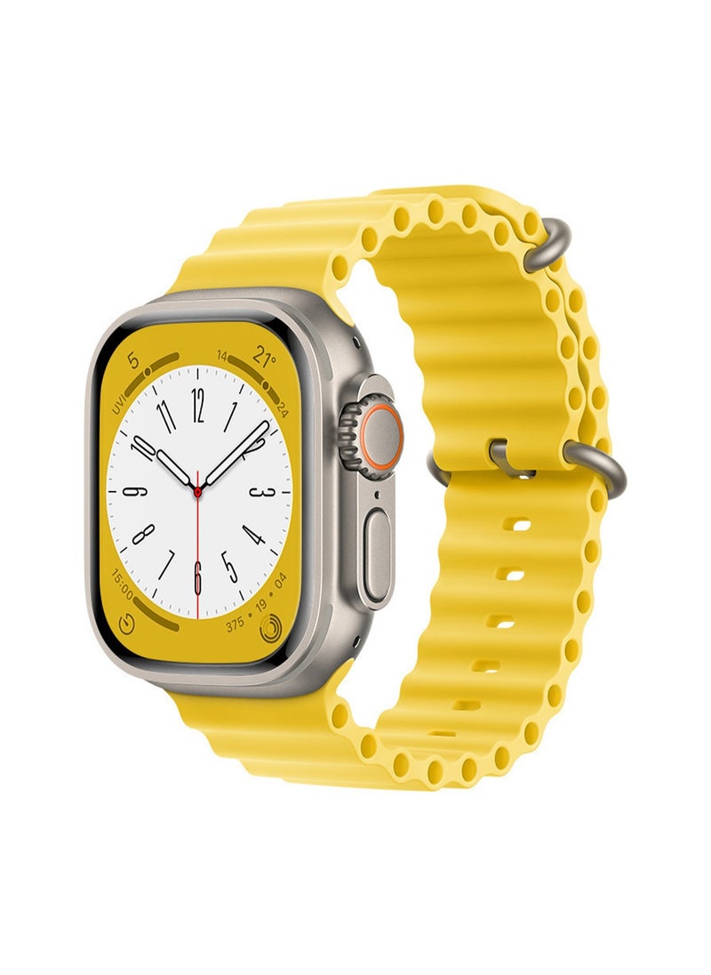 Yellow 42/44/45mm Compatible With Apple Watch, Suitable For Men And Women, Silicone Double Buckle Watch Strap Compatible With Iwatch Series 10/9/8/Ultra