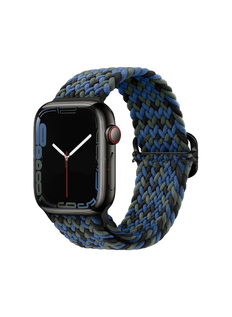 Blue Camouflage 38/40/41/42mm-S10 Universal Compatible With Apple Watch, Suitable For Men And Women, Nylon Braided Slider Strap Wristband Compatible With Iwatch Series