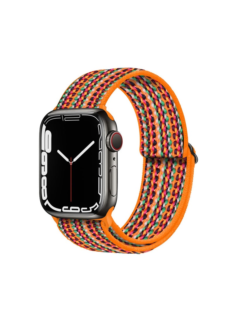 Orange Stripe 42/44/45mm Universal Compatible With Apple Watch, Woven Nylon Elastic Strap Wristband Compatible With Iwatch Series