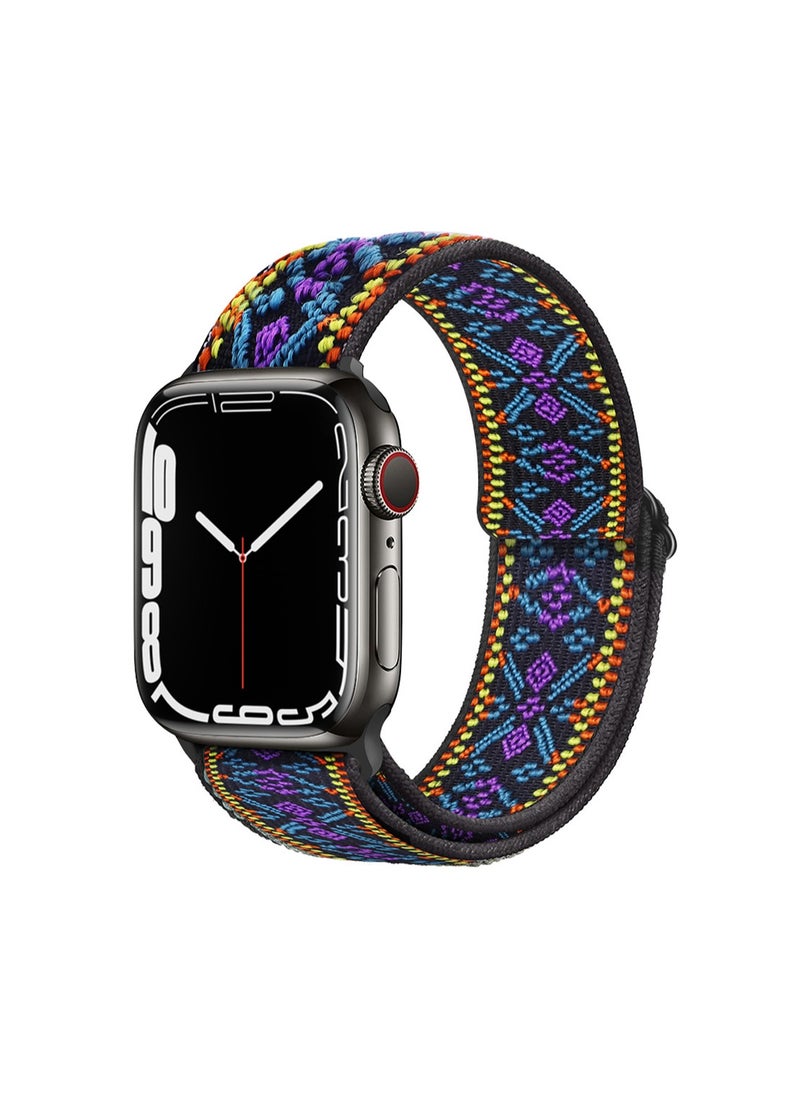 Black Color 38/40/41mm Universal Compatible With Apple Watch, Woven Nylon Elastic Strap Wristband Compatible With Iwatch Series