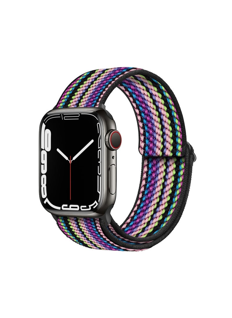 Purple Stripes 42/44/45mm Universal Compatible With Apple Watch, Woven Nylon Elastic Strap Wristband Compatible With Iwatch Series