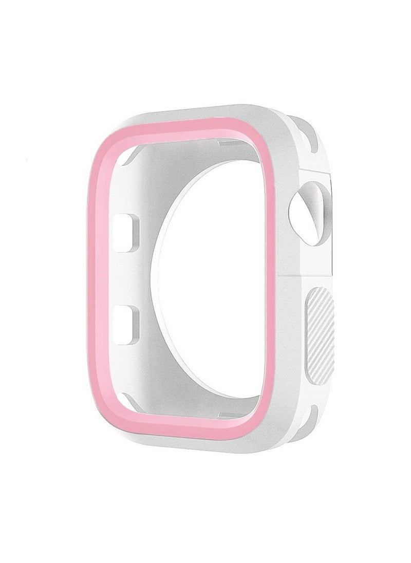 White + Pink 40mm Suitable For Apple Watch Silicone Ultra Two-Color Protective Cover, Anti-Fall