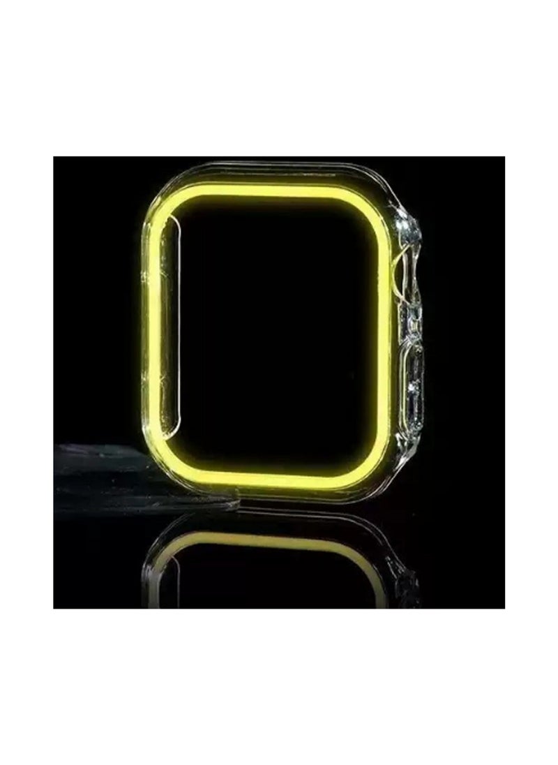 Luminous Yellow For Apple Iwatch S10 46mm Fluorescent Protective Cover Hollow, Waterproof And Drop-Proof