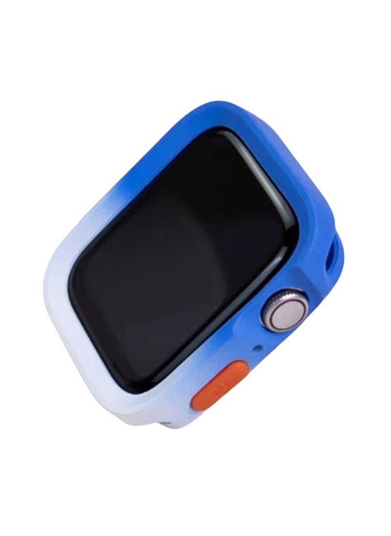 Blue And White For Apple Iwatch9 44mm/45mm Two-Color Gradient Protective Cover Hollow, Waterproof And Drop-Proof