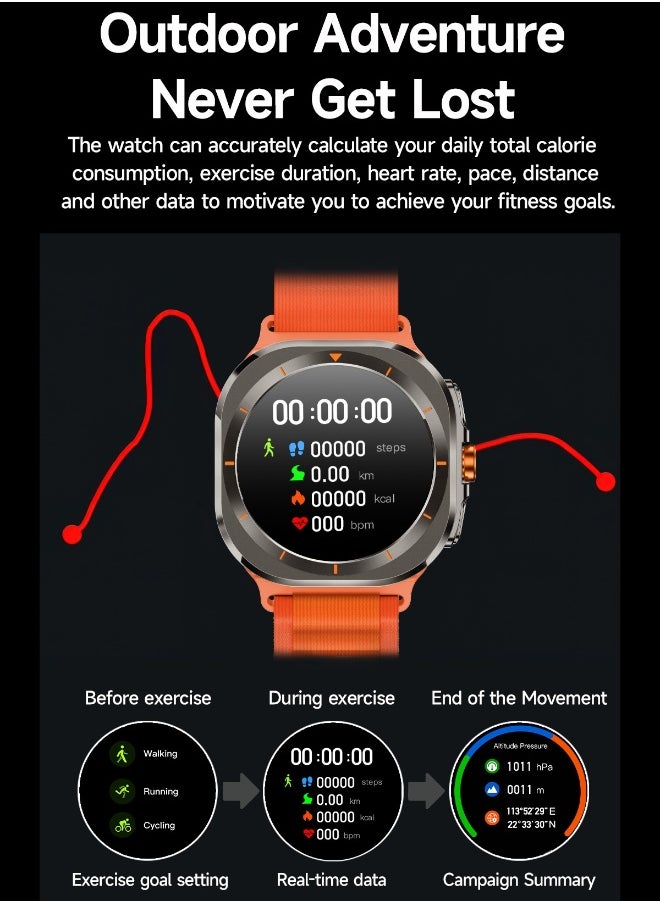 New Arrival Z7 Ultra Smart Watch,Compass Smart Watch For Outdoor Sport,Bluetooth Call,Heart Rate Fitness Monitor,Wireless Charging,Message Reminder,Sport Watch For Men And Woman,Water Proof,Gesture Control,Multifunctional,With 2 Bands