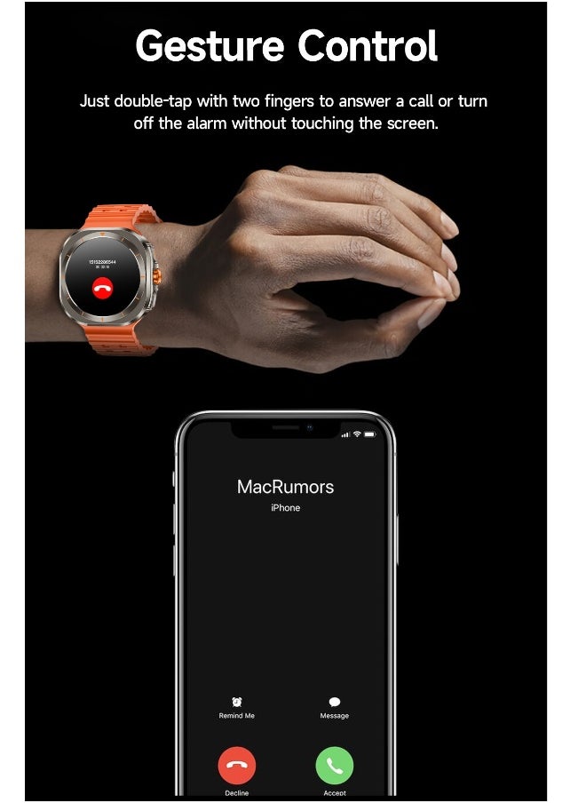 New Arrival Z7 Ultra Smart Watch,Compass Smart Watch For Outdoor Sport,Bluetooth Call,Heart Rate Fitness Monitor,Wireless Charging,Message Reminder,Sport Watch For Men And Woman,Water Proof,Gesture Control,Multifunctional,With 2 Bands