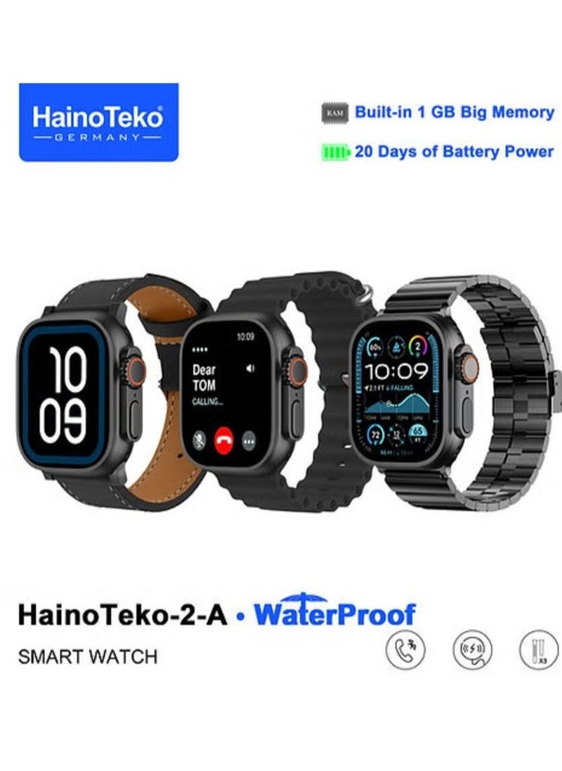 2A Waterproof Smart Watch | Fitness Tracker, Heart Rate Monitor, Sleep Tracking, Bluetooth Calling, IP68 Waterproof, 3 Straps, Stylish Design for Men & Women