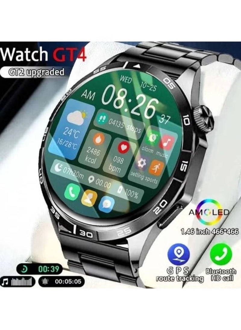 Watch GT4 New Model – 1.65 Inch HD AMOLED Screen, IP68 Waterproof, Stylish Design with 3 Straps – Smartwatch with Fitness Tracking, Heart Rate & Sleep Monitor for Men & Women – Long Battery Life, Customizable Watch Faces