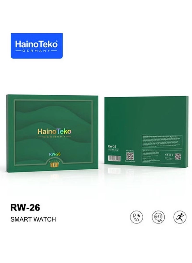 RW-26 Smartwatch for Men & Women | Gold, Stylish Fitness Tracker with AMOLED Display, Waterproof, Heart Rate Monitoring, AI Voice Assistant, and More