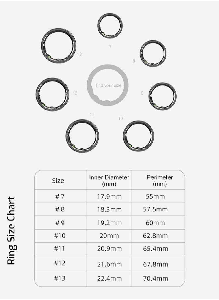 Ravoz Halo Ring RZ01 | Smart Ring | Sahra Black | Size 11