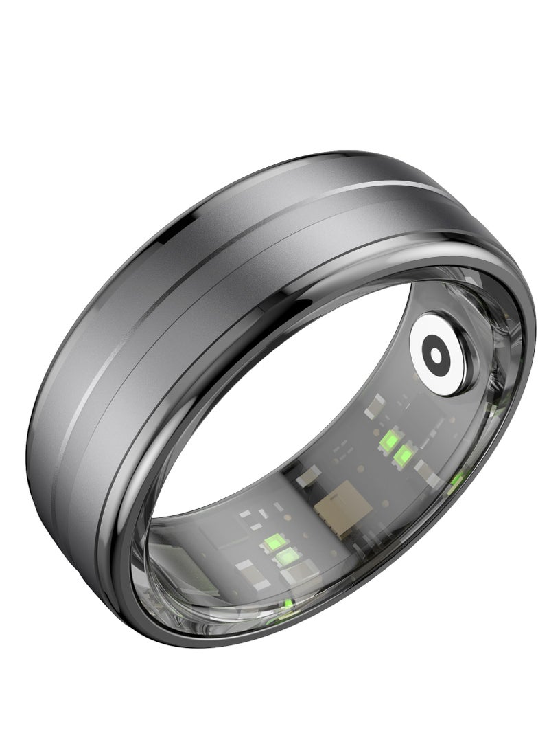 Smart Ring Health Observer with Wireless Charging Case / Size 8-18.1mm / Remote Snap / Sleep Monitoring / Heart Rate / Blood Pressure / Blood Oxygen / Steps & Distance / Stainless Steel Material / Dust Proof / Up to 7 Days Working Time - Black