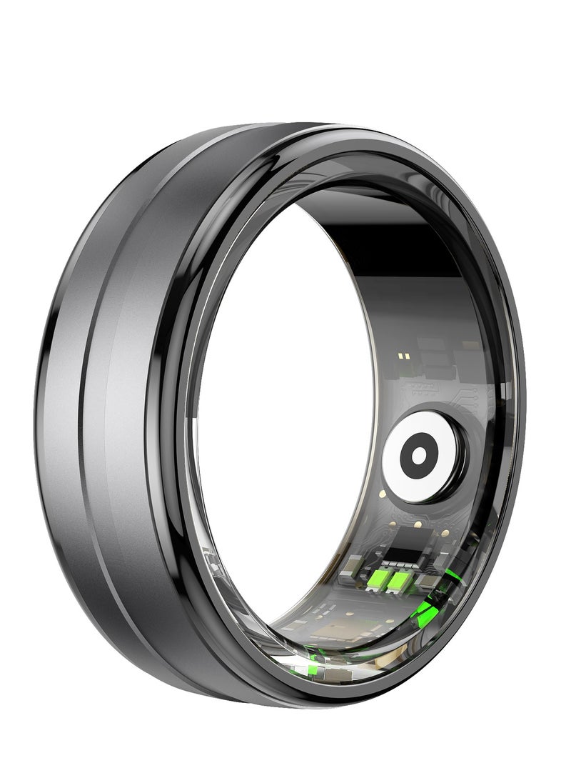 Smart Ring Health Observer with Wireless Charging Case / Size 9-18.9mm  / Remote Snap / Sleep Monitoring / Heart Rate / Blood Pressure / Blood Oxygen / Steps & Distance / Stainless Steel Material / Dust Proof / Up to 7 Days Working Time - Black