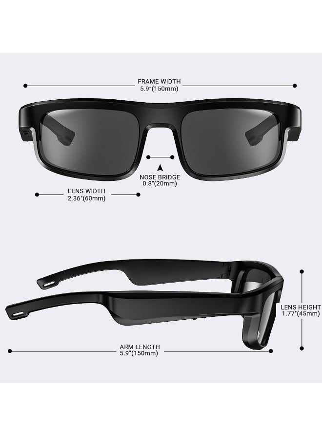 Smart Glasses, Polarized Bluetooth Sunglasses, Built-in Mic and Speakers, Voice Assistant, UV Protection Audio Sun Glass