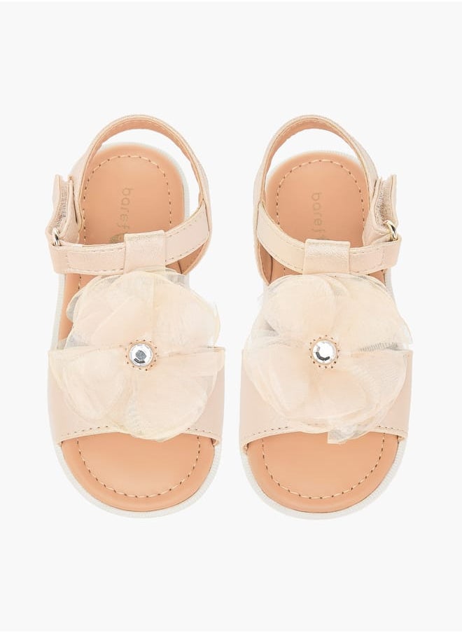 Girls Flower Applique Sandals With Hook And Loop Closure Ramadan Collection