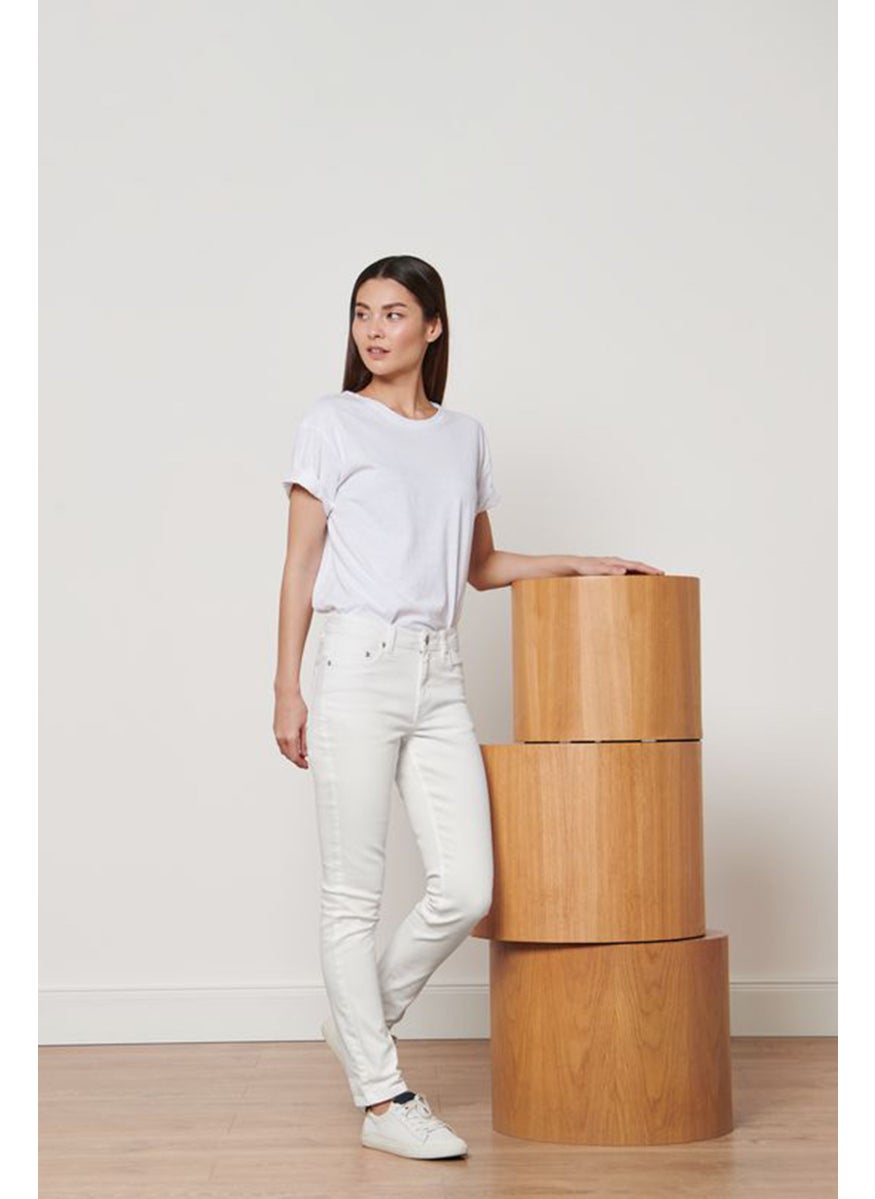 Women Slim Fit Plain Stretchable Jeans, White