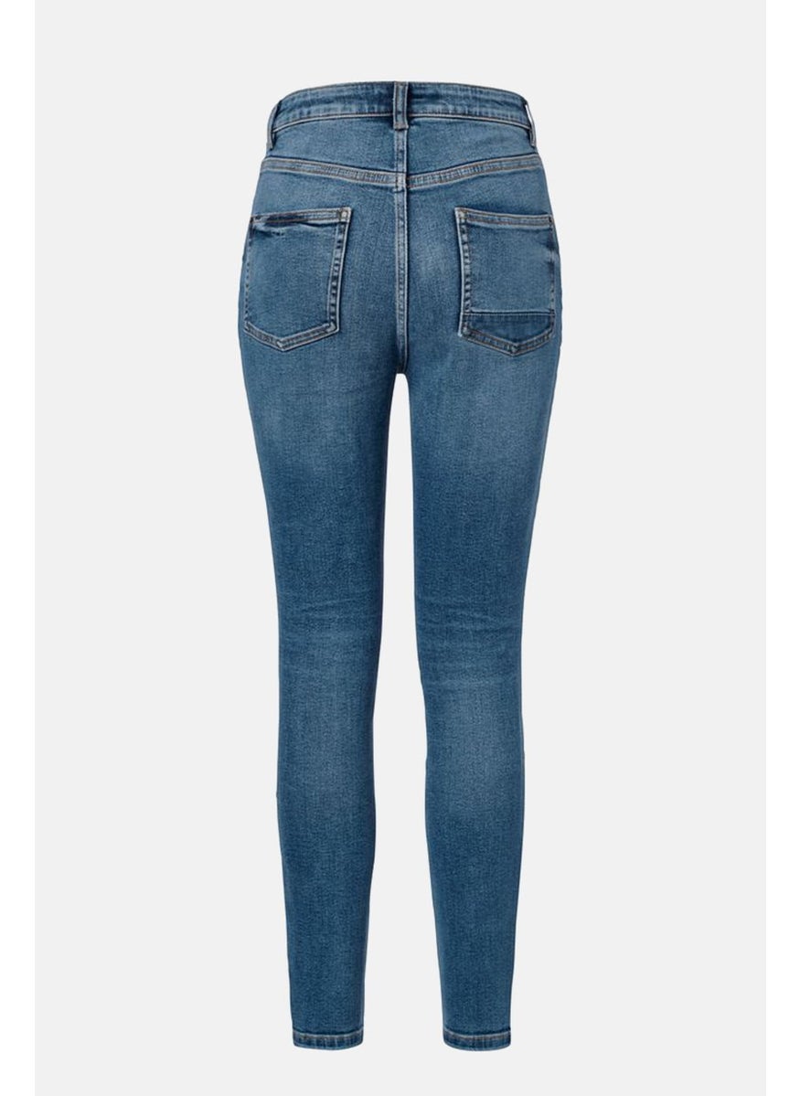 Women Skinny Fit Washed Denim Jeans, Blue