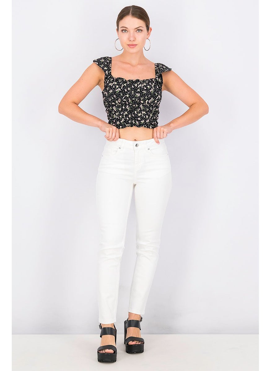 Women Skinny Fit Plain Non Stretchable Jeans, White
