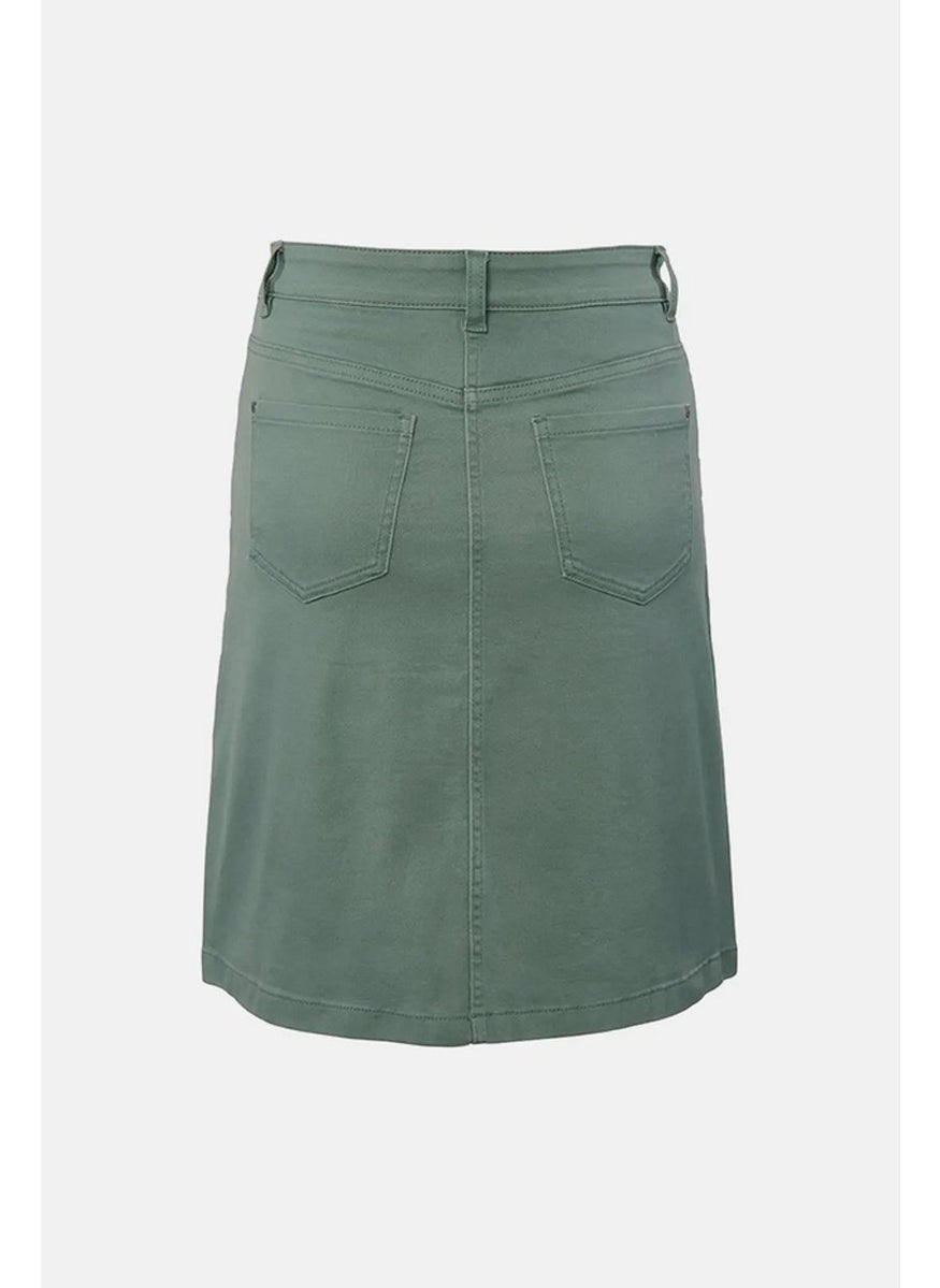 Women Plain Denim Skirt, Sage