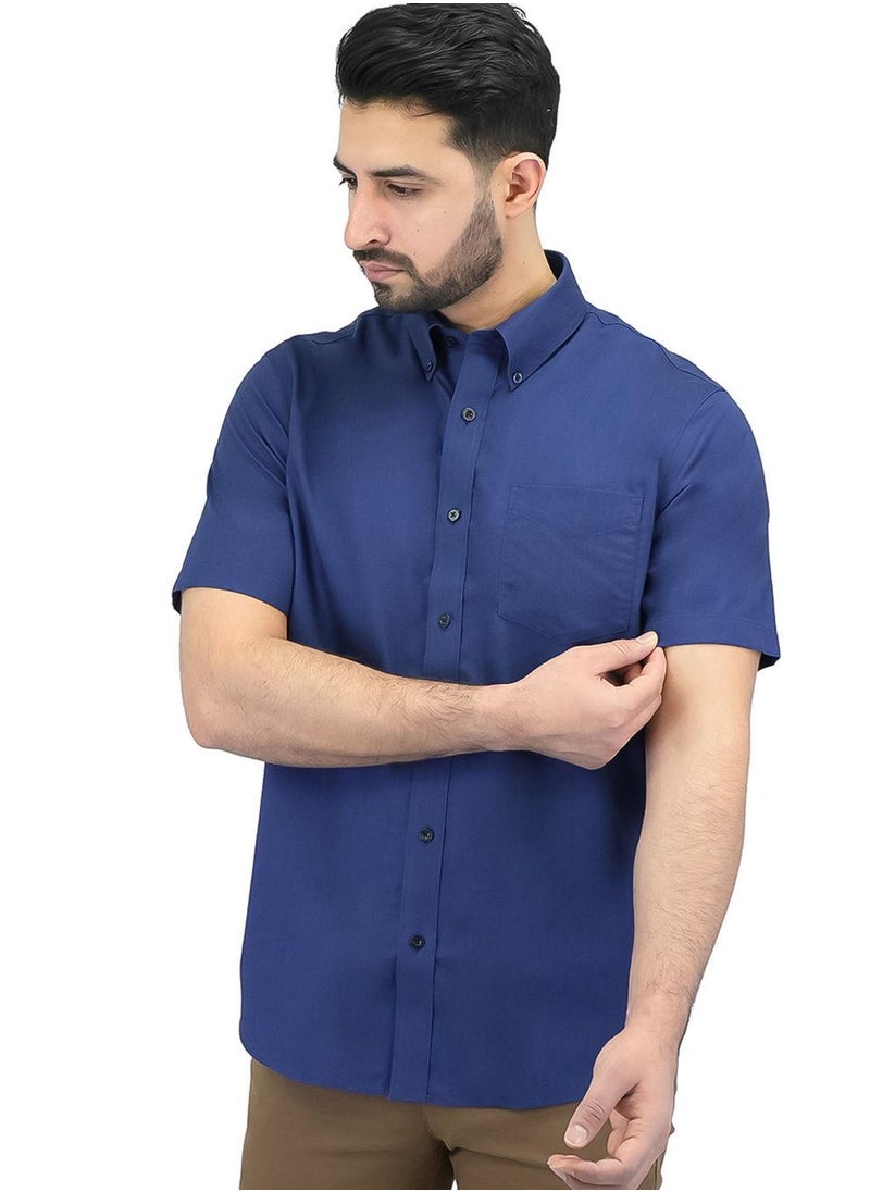 Men's Wrinkle Free Cotton Oxford Short Sleeve Shirt