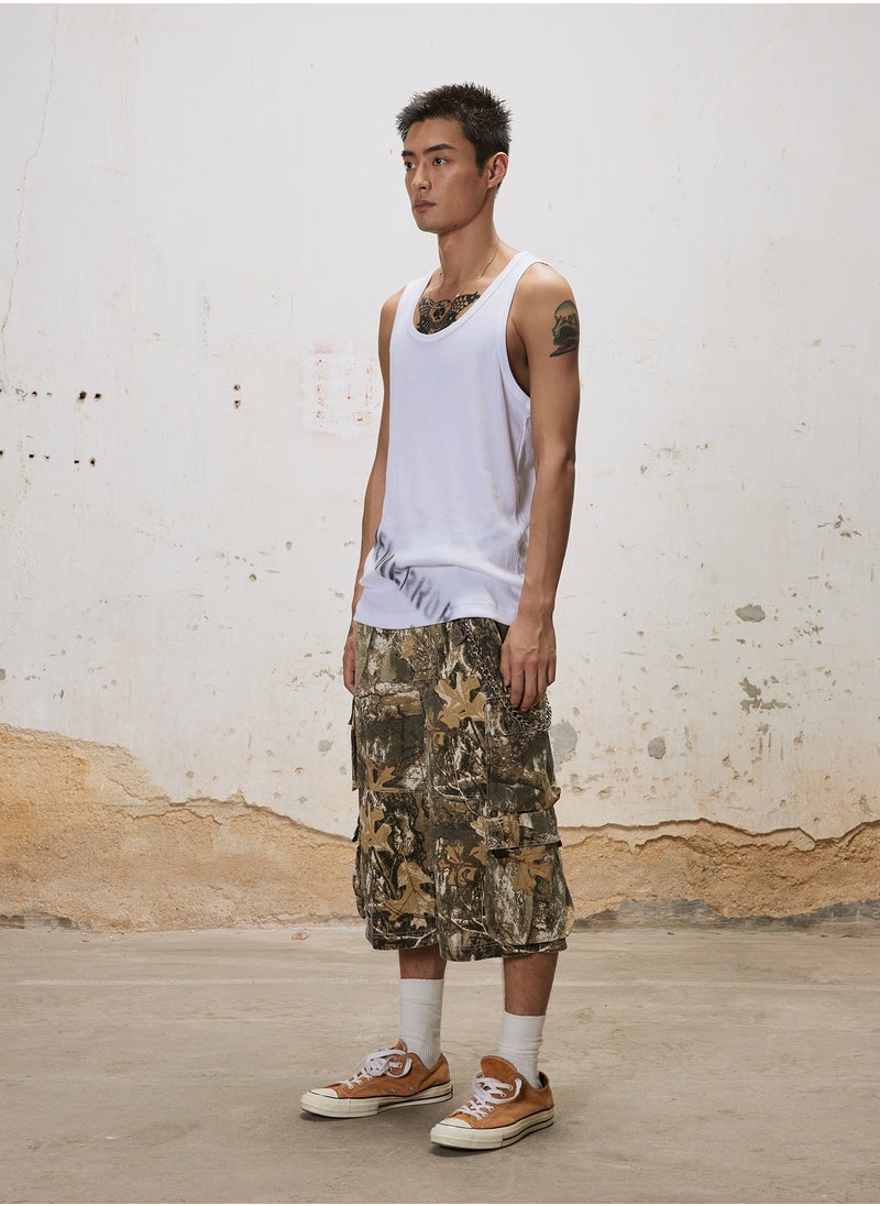 New UNF Retro Leaf Camouflage Cropped Pants