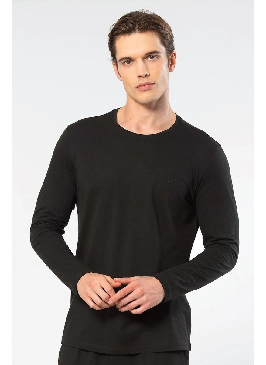 Men's 50% Modal, 50% Cotton Crew Neck Long Sleeve T-Shirt