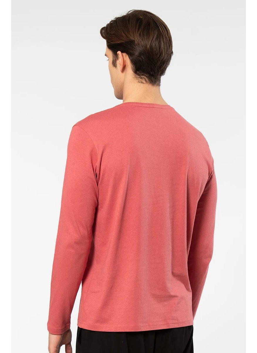 Men's 50% Modal, 50% Cotton V-Neck Long Sleeve T-Shirt