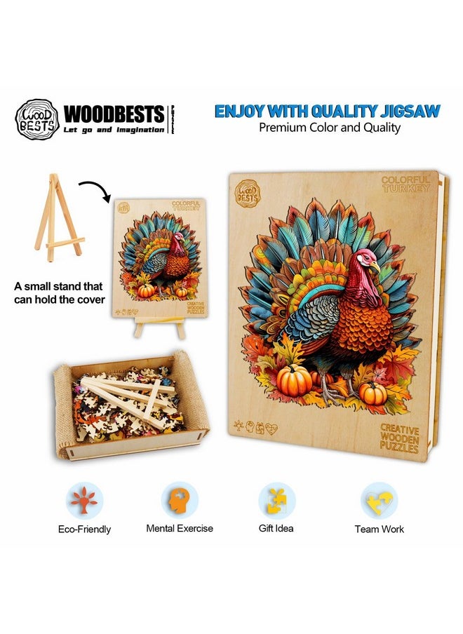 Wooden Puzzle For Adults, Colorful Turkey Puzzle (L, 270Pcs, 13.3