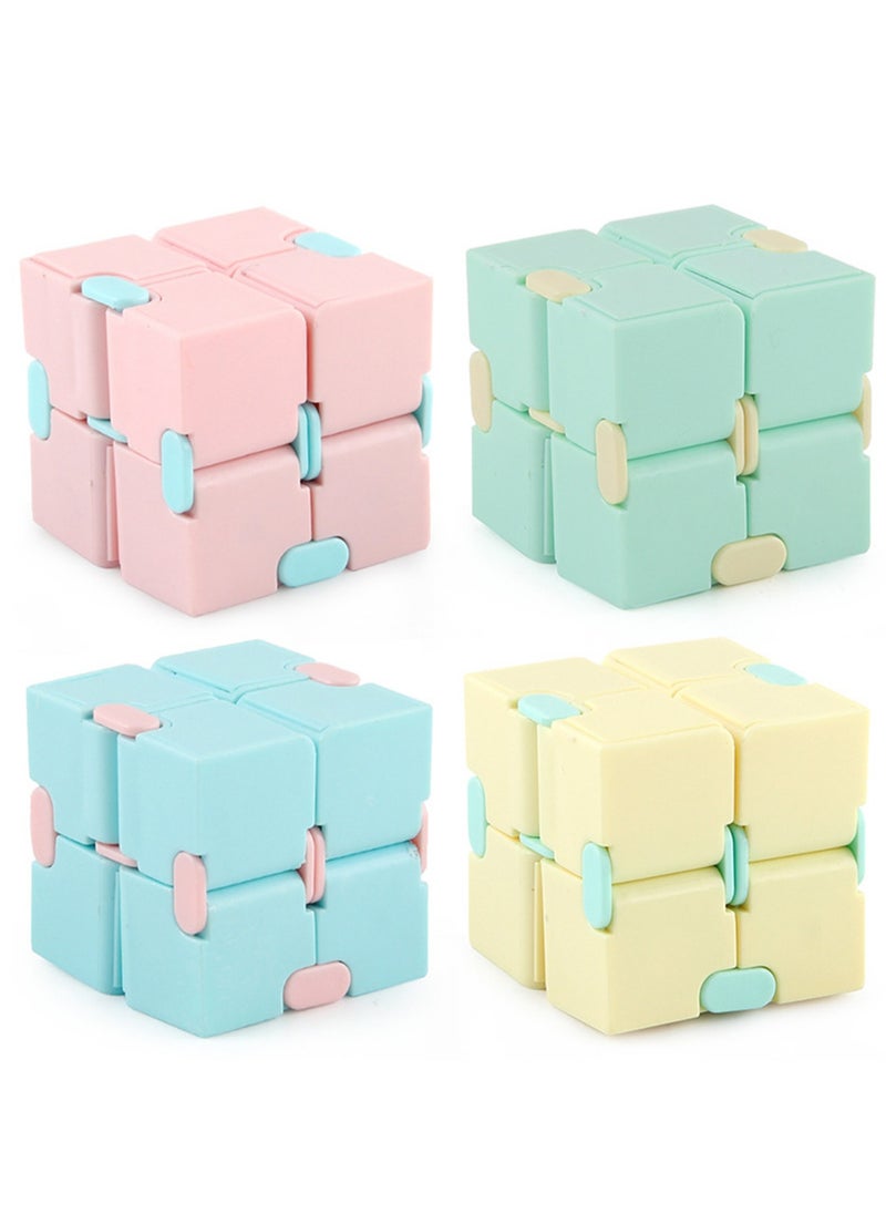 Four-pack new unique creative unlimited Rubik's Cube Macaron Pocket Flip Cube Second Order Rubik's Cube Toy (Pink Yellow Blue Green)