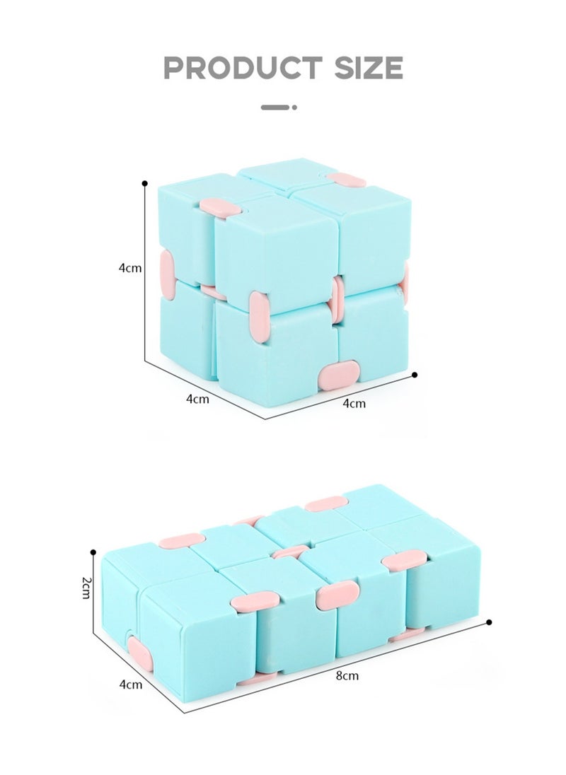 Four-pack new unique creative unlimited Rubik's Cube Macaron Pocket Flip Cube Second Order Rubik's Cube Toy (Pink Yellow Blue Green)