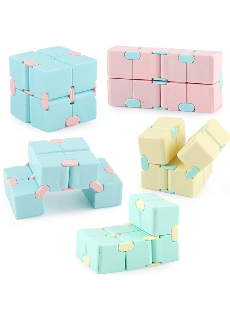 Four-pack new unique creative unlimited Rubik's Cube Macaron Pocket Flip Cube Second Order Rubik's Cube Toy (Pink Yellow Blue Green)