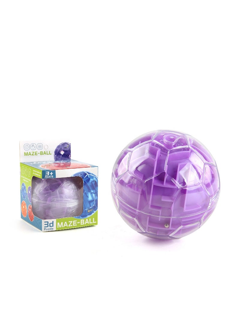 3D Puzzle Maze ball Children's Intelligence Breakthrough Concentration Training Fingertip Desktop Game Toy (Purple)