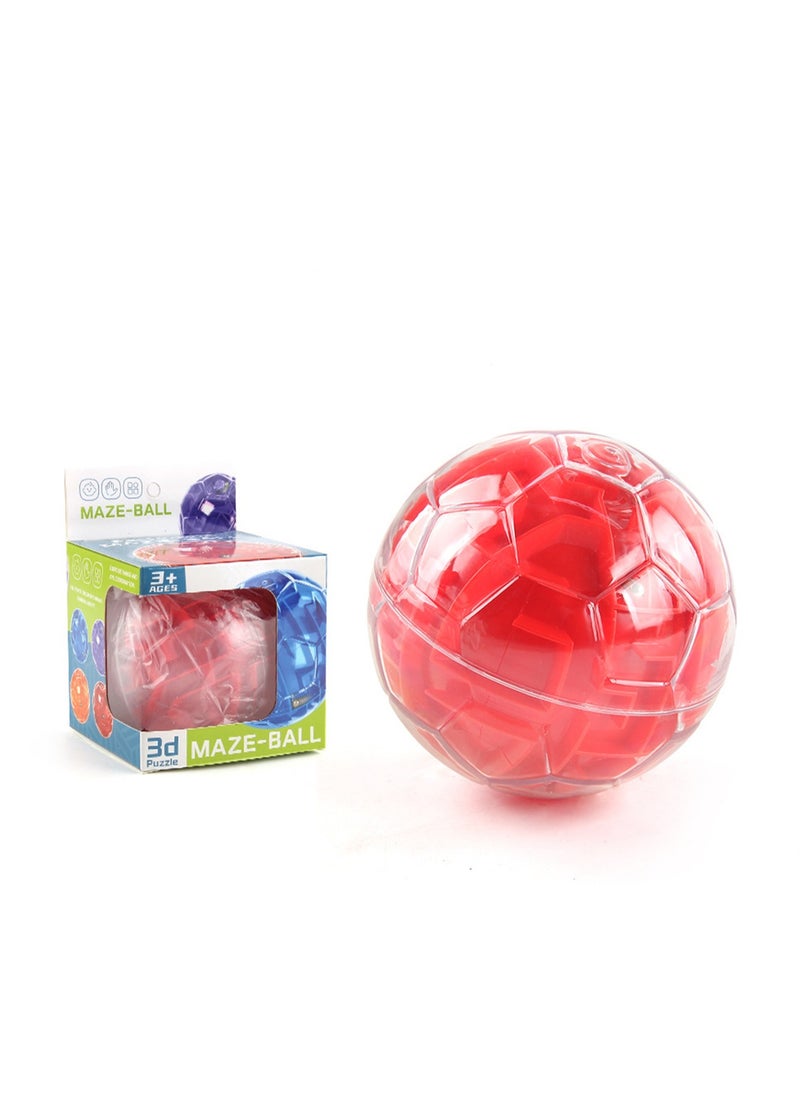 3D Puzzle Maze ball Children's Intelligence Breakthrough Concentration Training Fingertip Desktop Game Toy (Red)