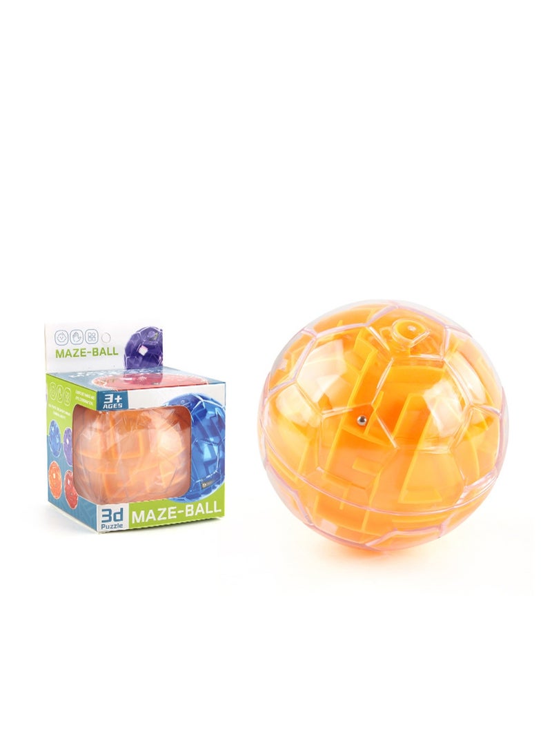 3D Puzzle Maze ball Children's Intelligence Breakthrough Concentration Training Fingertip Desktop Game Toy (Yellow)