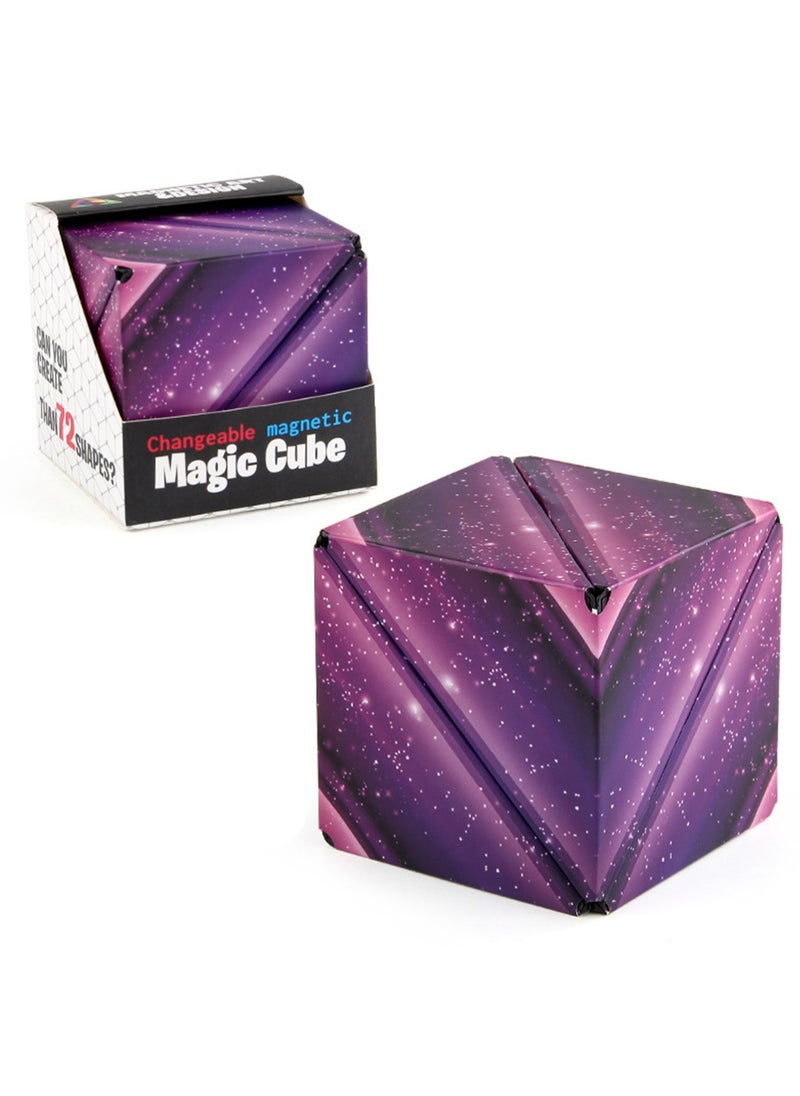 Geometric Three-Dimensional Magnetic Wooden Magic Cube Toy 3d Magnetic Building Blocks Decompression Infinite Flip (Star Cube)