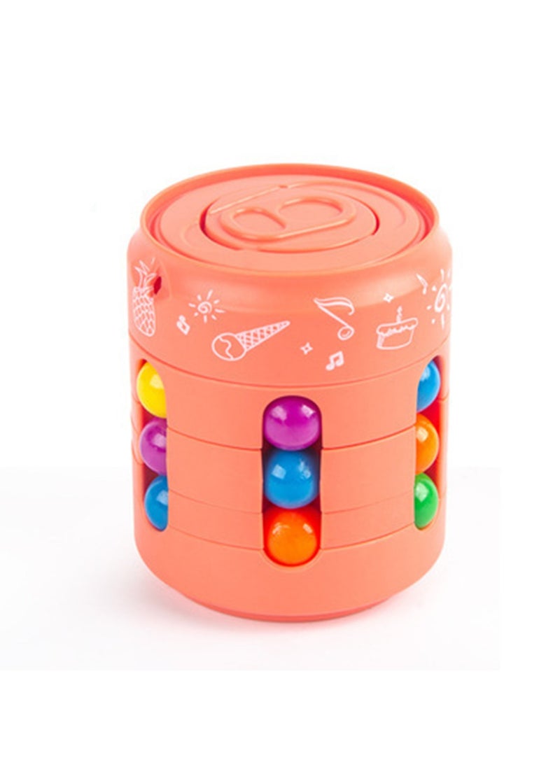 Rotating Magic Bean Cube Decompression Creative Ball Cans Magic Cube Decompression Decompression Toy Fingertip Gyroscope (Orange Color)