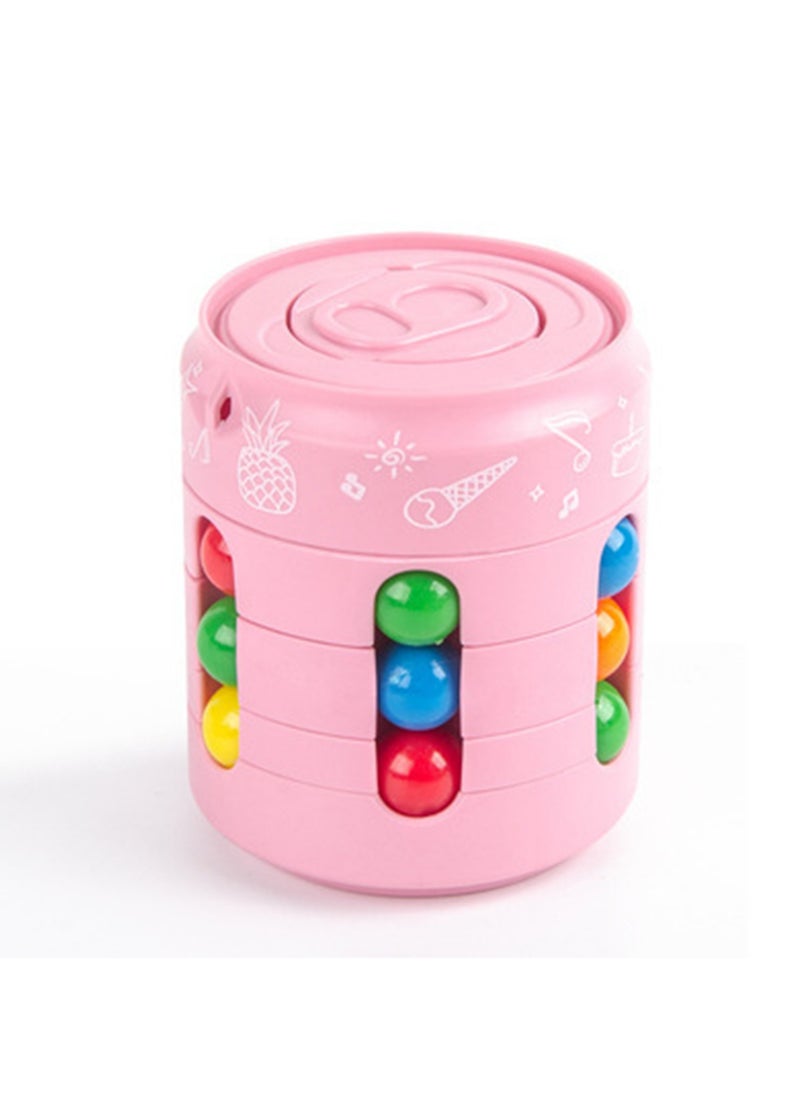 Rotating Magic Bean Cube Decompression Creative Ball Cans Magic Cube Decompression Decompression Toy Fingertip Gyroscope (Pink)