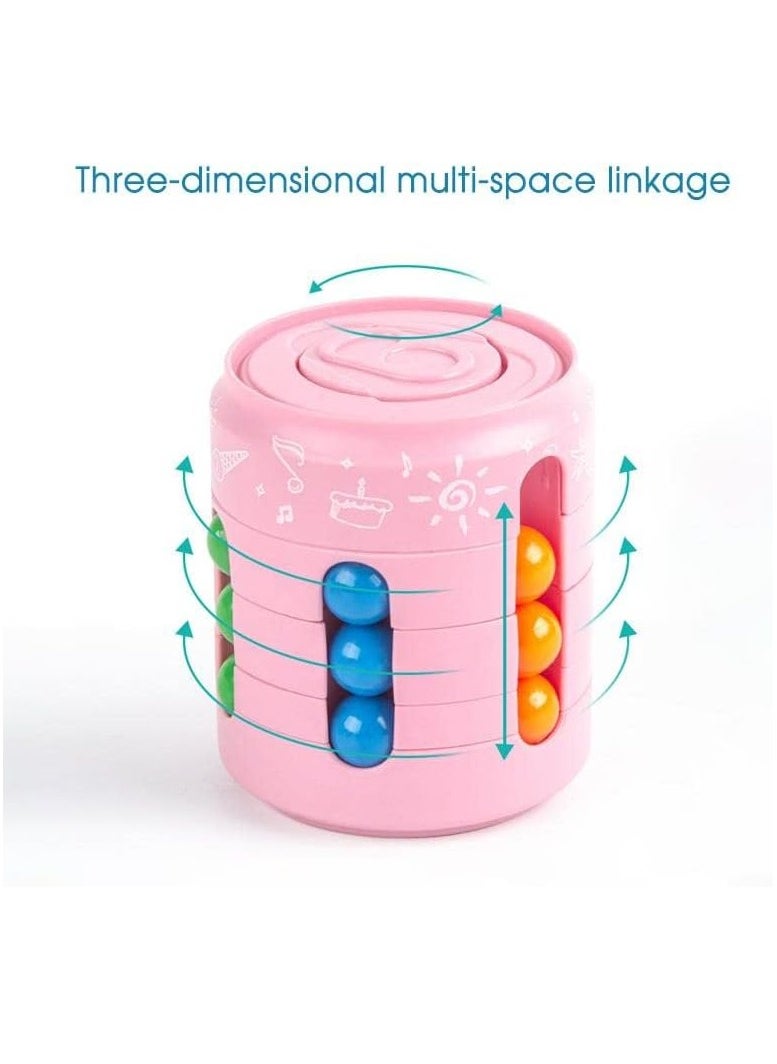 Rotating Magic Bean Cube Decompression Creative Ball Cans Magic Cube Decompression Decompression Toy Fingertip Gyroscope (Pink)