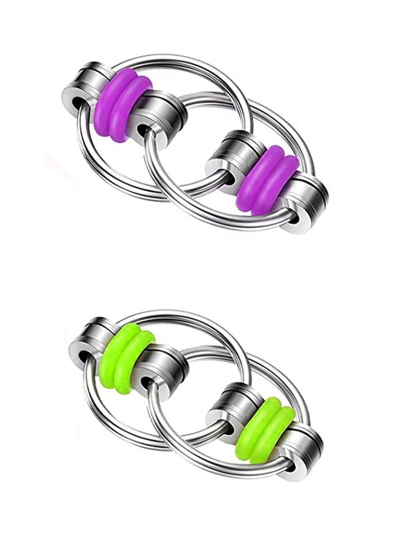 The Original Flip Chain Stress Relief Toy - Great for ADHD, Anxiety and Autism - Bicycle Chain Stress Relief Stress Relief Gift for Adults and Kids (Green+Purple)