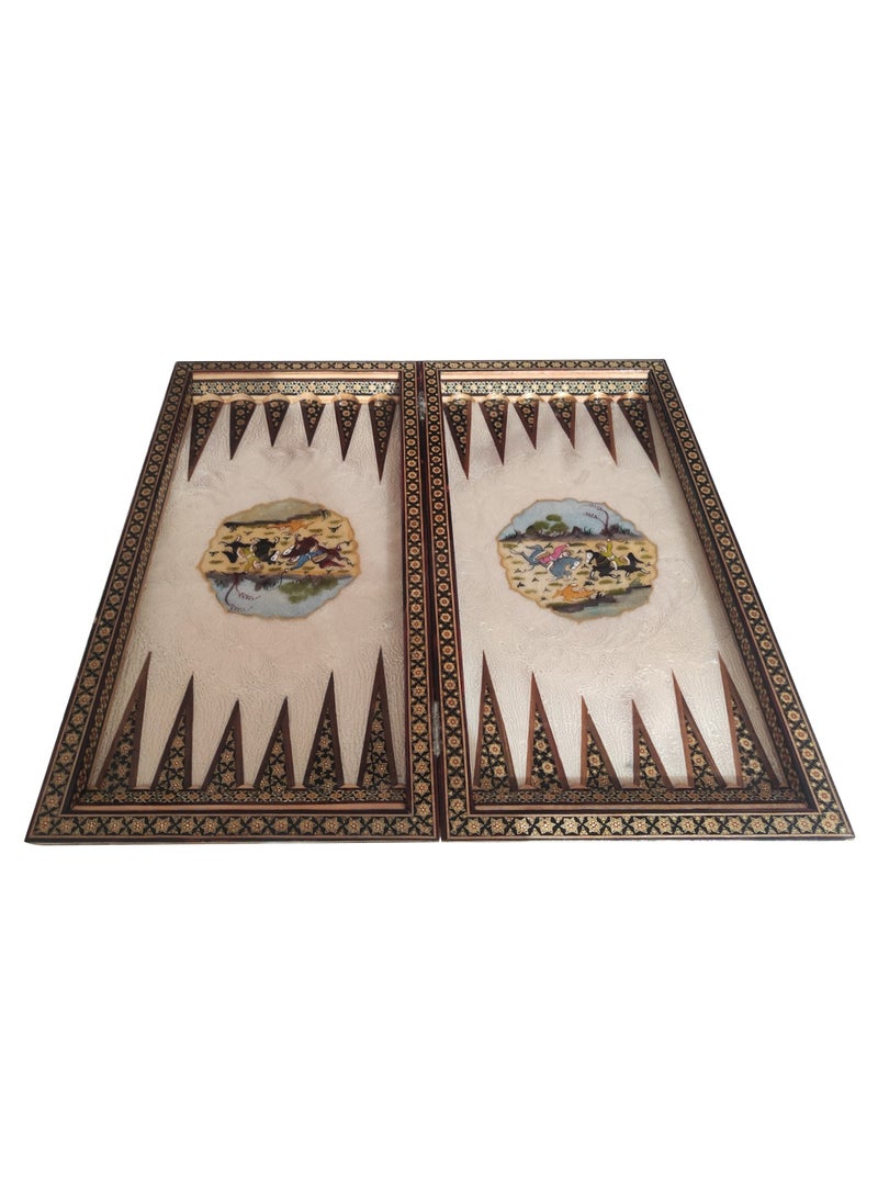 Handmade Khatam Chess and backgammon Set with Marble Stone Pieces – A Timeless Masterpiece Blue