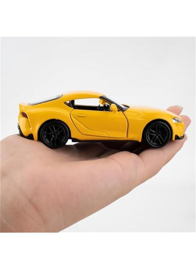 1/36 Toyota Supra Alloy Model Car with Pull Back Function Toy Car for Collecting and Decorating Model Toys, Car Gifts for Boys and Girls (Yellow)