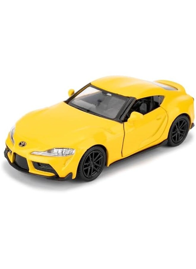 1/36 Toyota Supra Alloy Model Car with Pull Back Function Toy Car for Collecting and Decorating Model Toys, Car Gifts for Boys and Girls (Yellow)