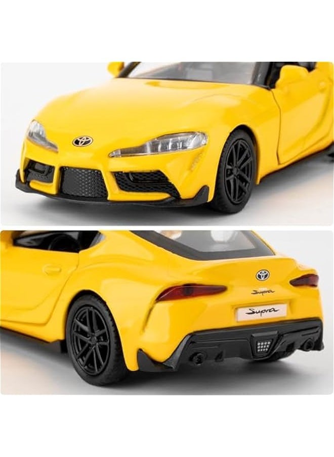 1/36 Toyota Supra Alloy Model Car with Pull Back Function Toy Car for Collecting and Decorating Model Toys, Car Gifts for Boys and Girls (Yellow)